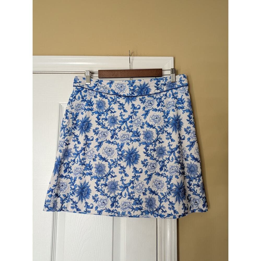 Fairway & Greene Blue White Floral Golf Skort Size 8 Preppy Coastal Tennis Skirt